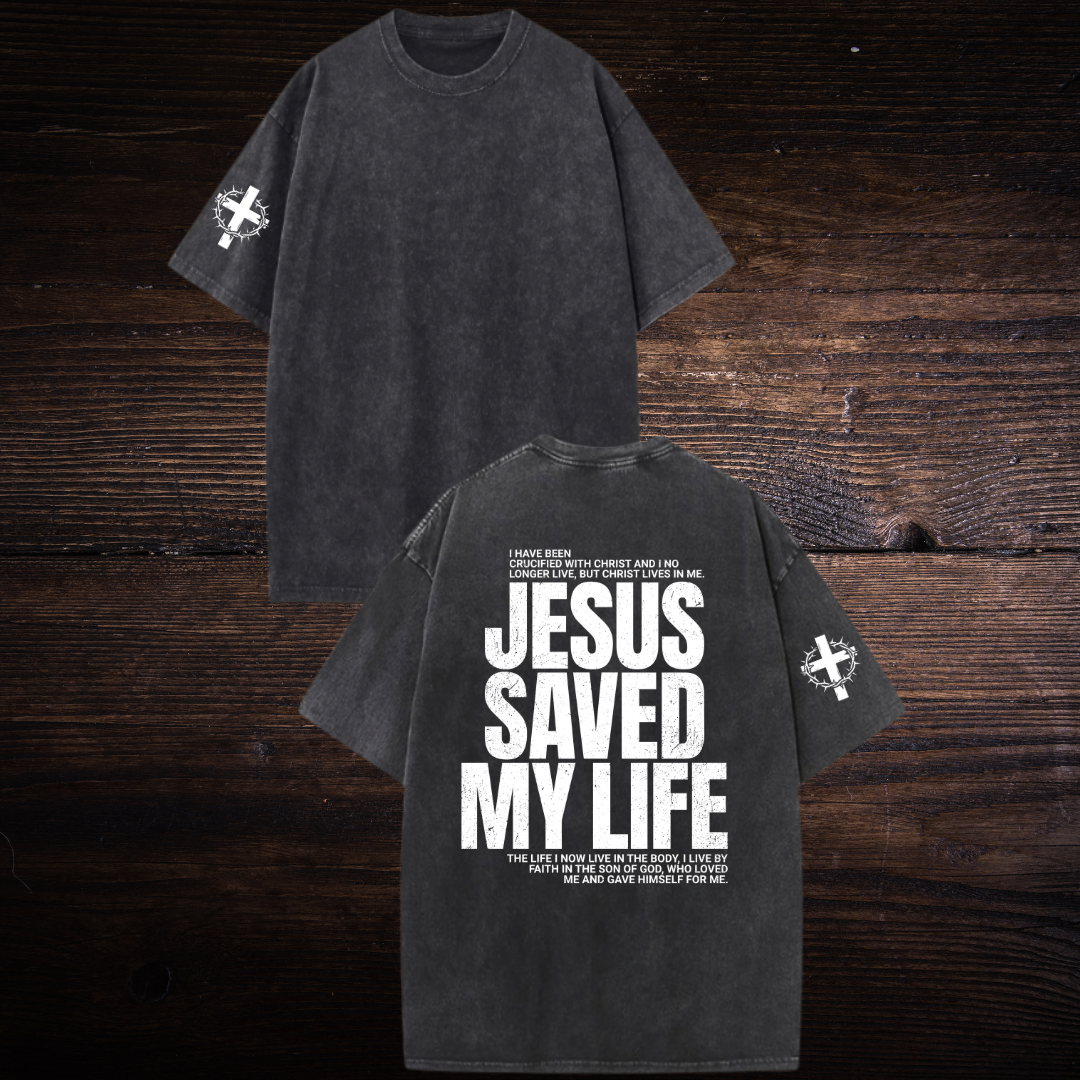JESUS SAVED MY LIFE OVERSIZED T-SHIRT