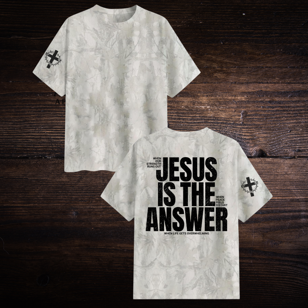 JESUS IS THE ANSWER CAMO T-SHIRT