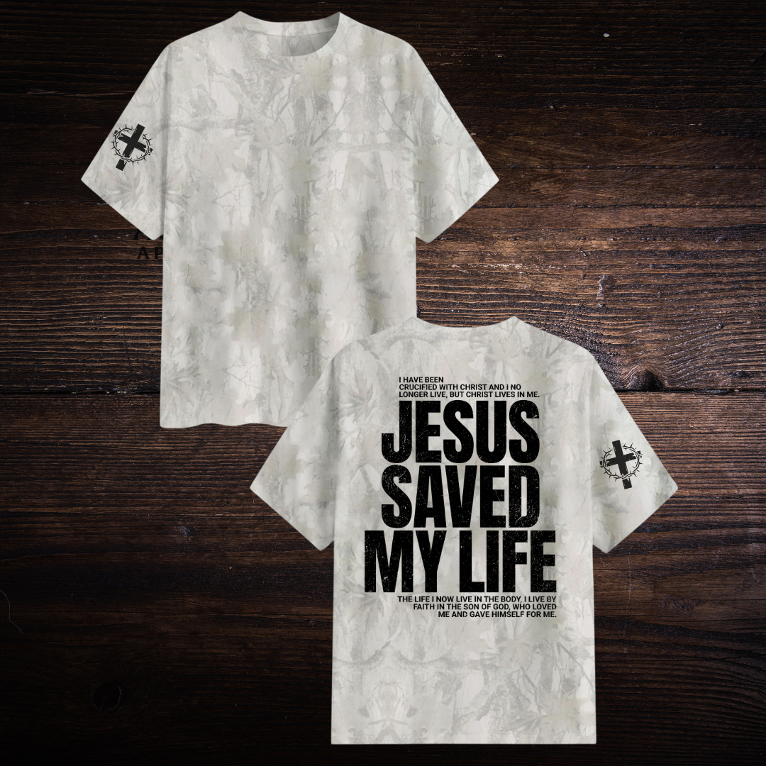 JESUS SAVED MY LIFE CAMO T-SHIRT