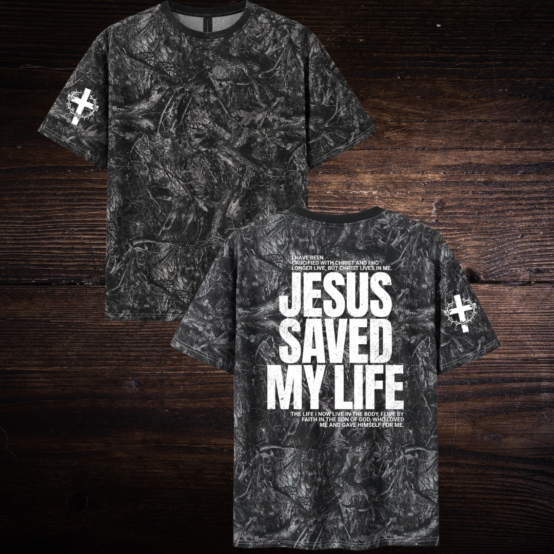 JESUS SAVED MY LIFE CAMO T-SHIRT