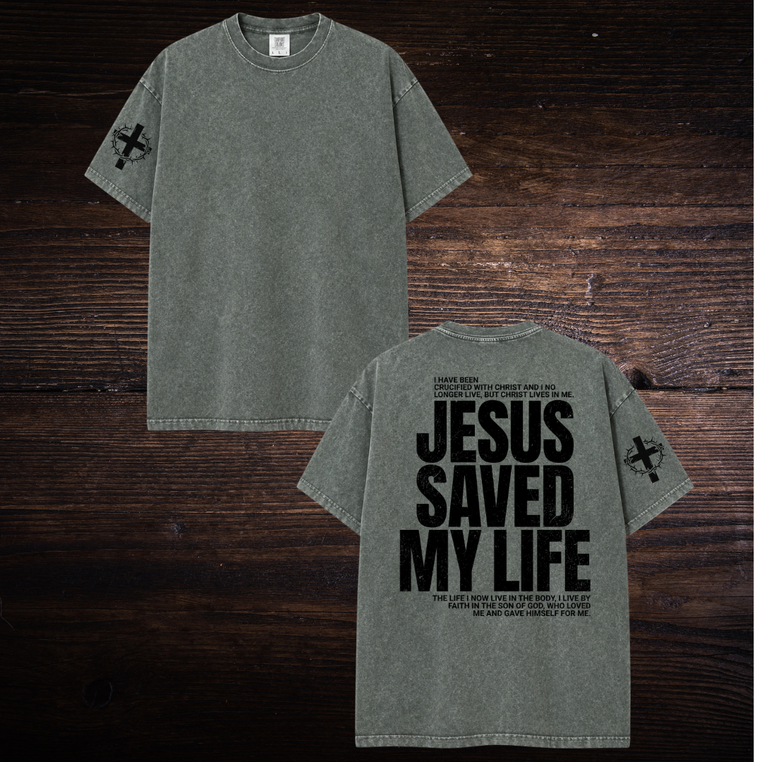 JESUS SAVED MY LIFE OVERSIZED T-SHIRT