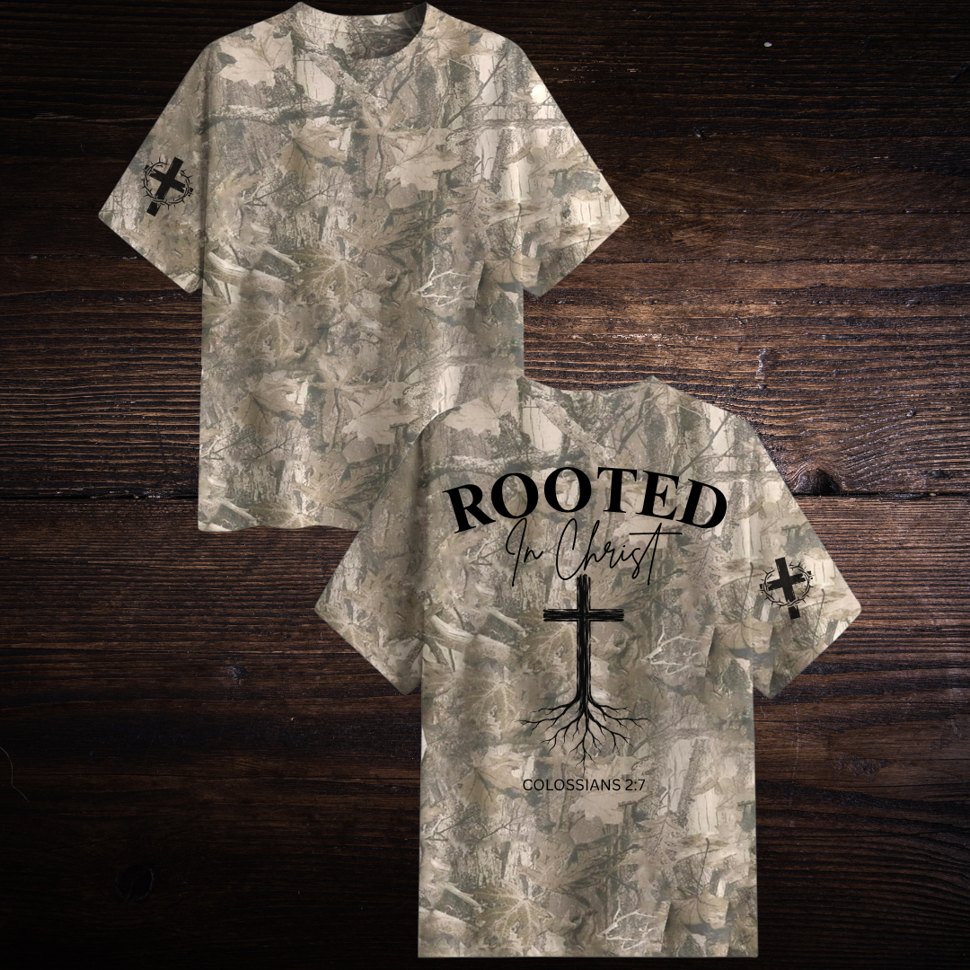 ROOTED IN CHRIST CAMO T-SHIRT