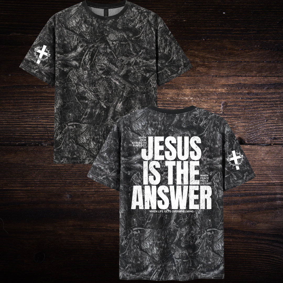 JESUS IS THE ANSWER CAMO T-SHIRT