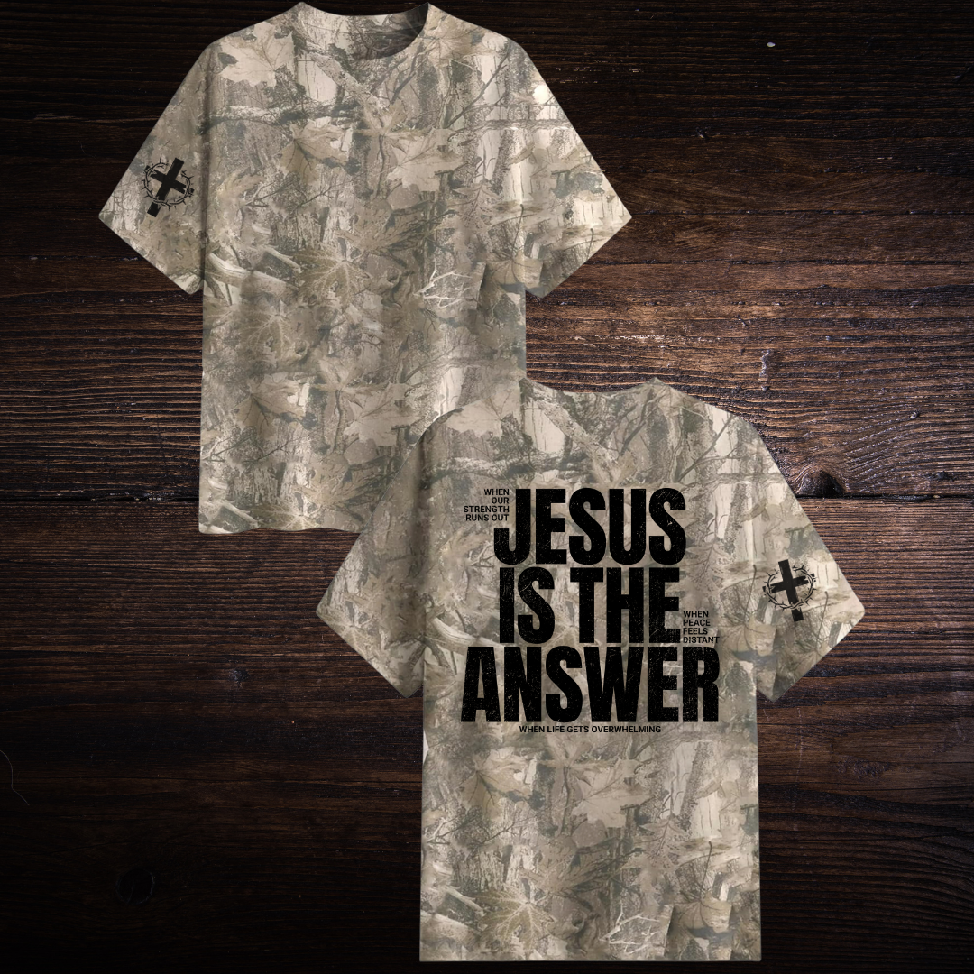 JESUS IS THE ANSWER CAMO T-SHIRT
