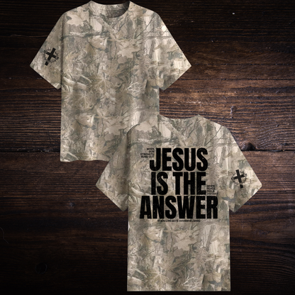 JESUS IS THE ANSWER CAMO T-SHIRT